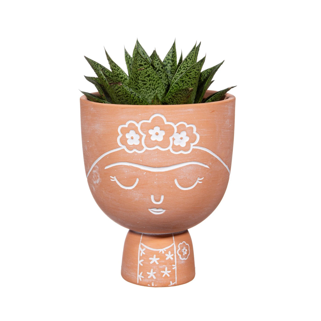 Large Frida Kahlo Ceramic Terracotta Planter from Sass and Belle for sale at Mostyn