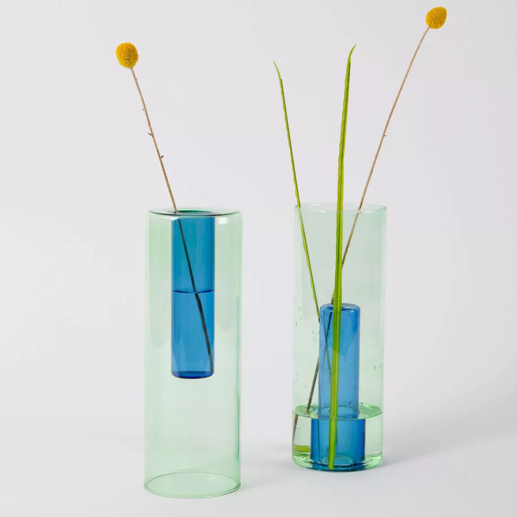 Large Reversible Glass Vase Blue and Green from Block Design for sale at Mostyn