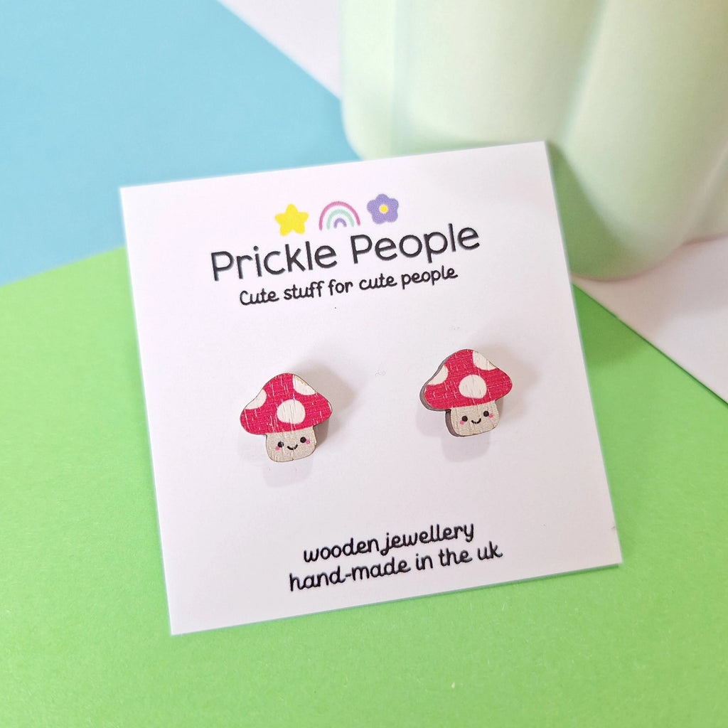 Laser Cut Mushroom Stud Earrings from Prickle People for sale at Mostyn