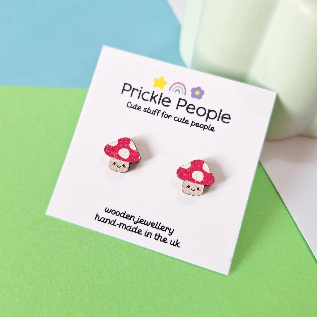 Laser Cut Mushroom Stud Earrings from Prickle People for sale at Mostyn