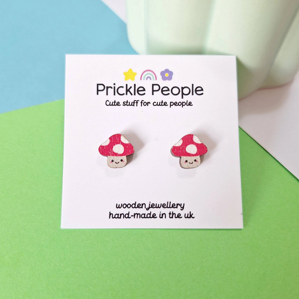 Laser Cut Mushroom Stud Earrings from Prickle People for sale at Mostyn