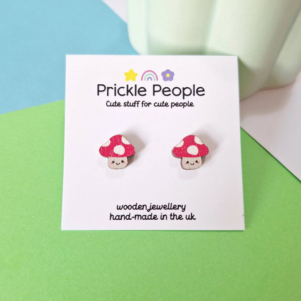 Laser Cut Mushroom Stud Earrings from Prickle People for sale at Mostyn