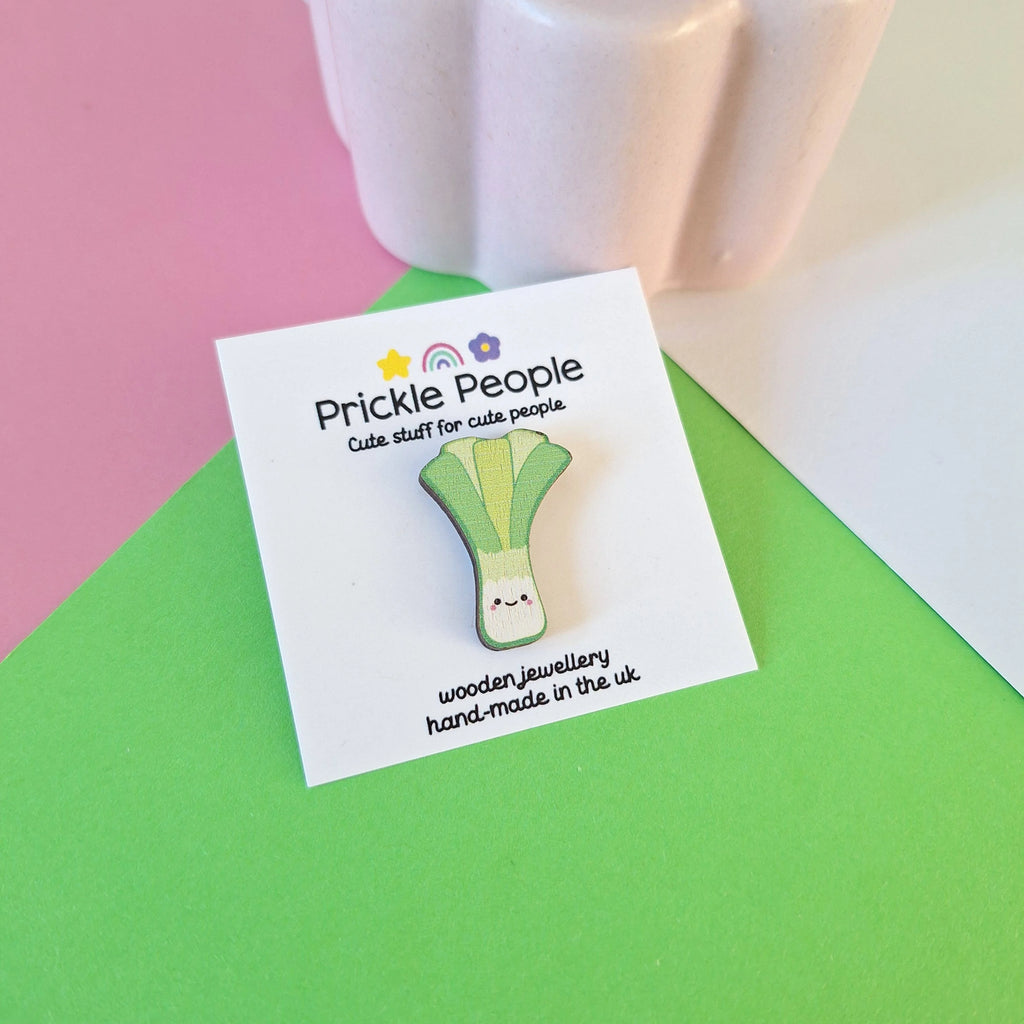 Laser Cut Welsh Leek Pin Brooch from Prickle People for sale at Mostyn