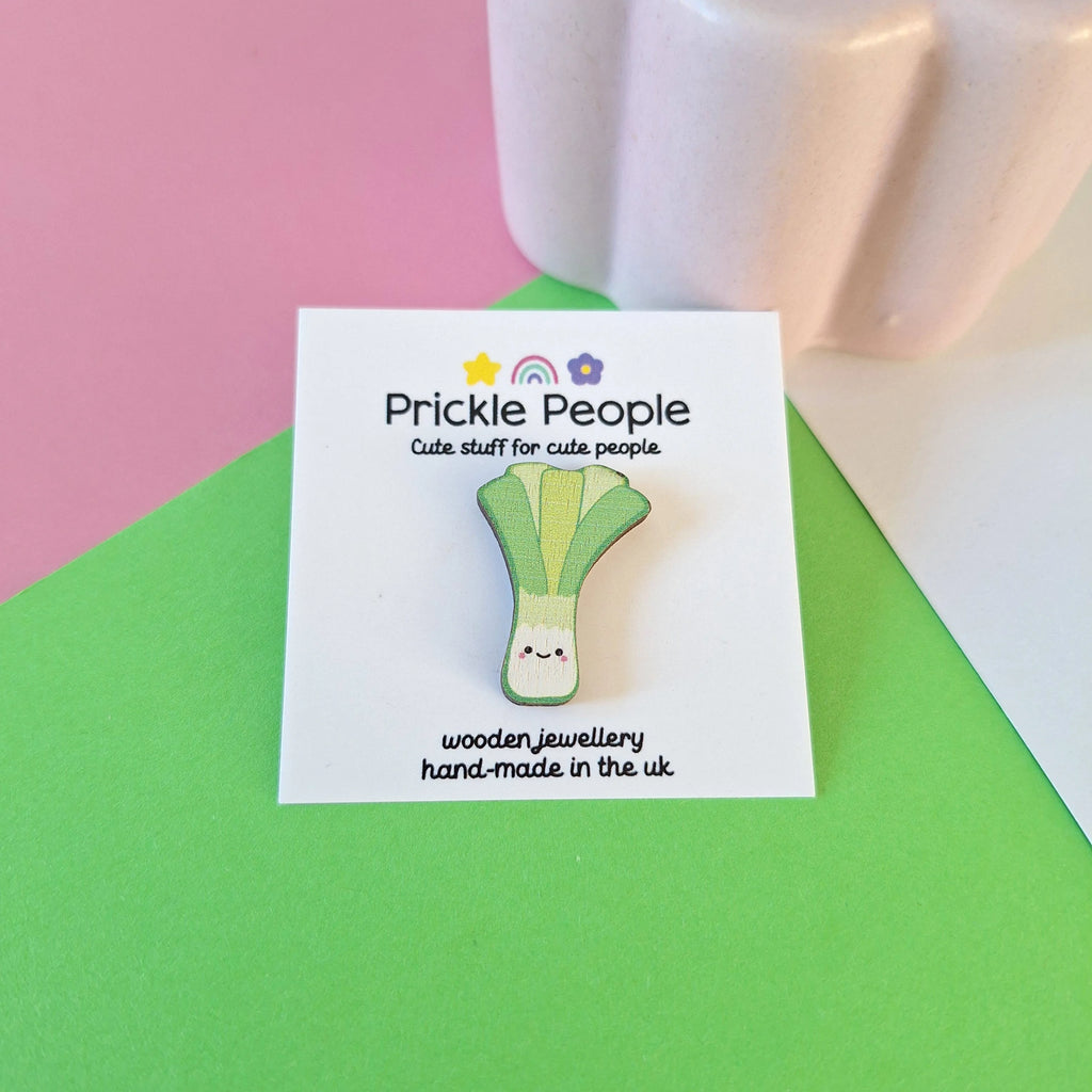 Laser Cut Welsh Leek Pin Brooch from Prickle People for sale at Mostyn
