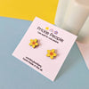 Laser Cut Wooden Welsh Daffodil Stud Earrings from Prickle People for sale at Mostyn