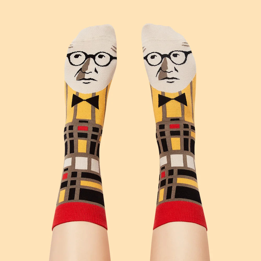Leg Corbusier Adult 9-12 Artist Socks from Chatty Feet for sale at Mostyn