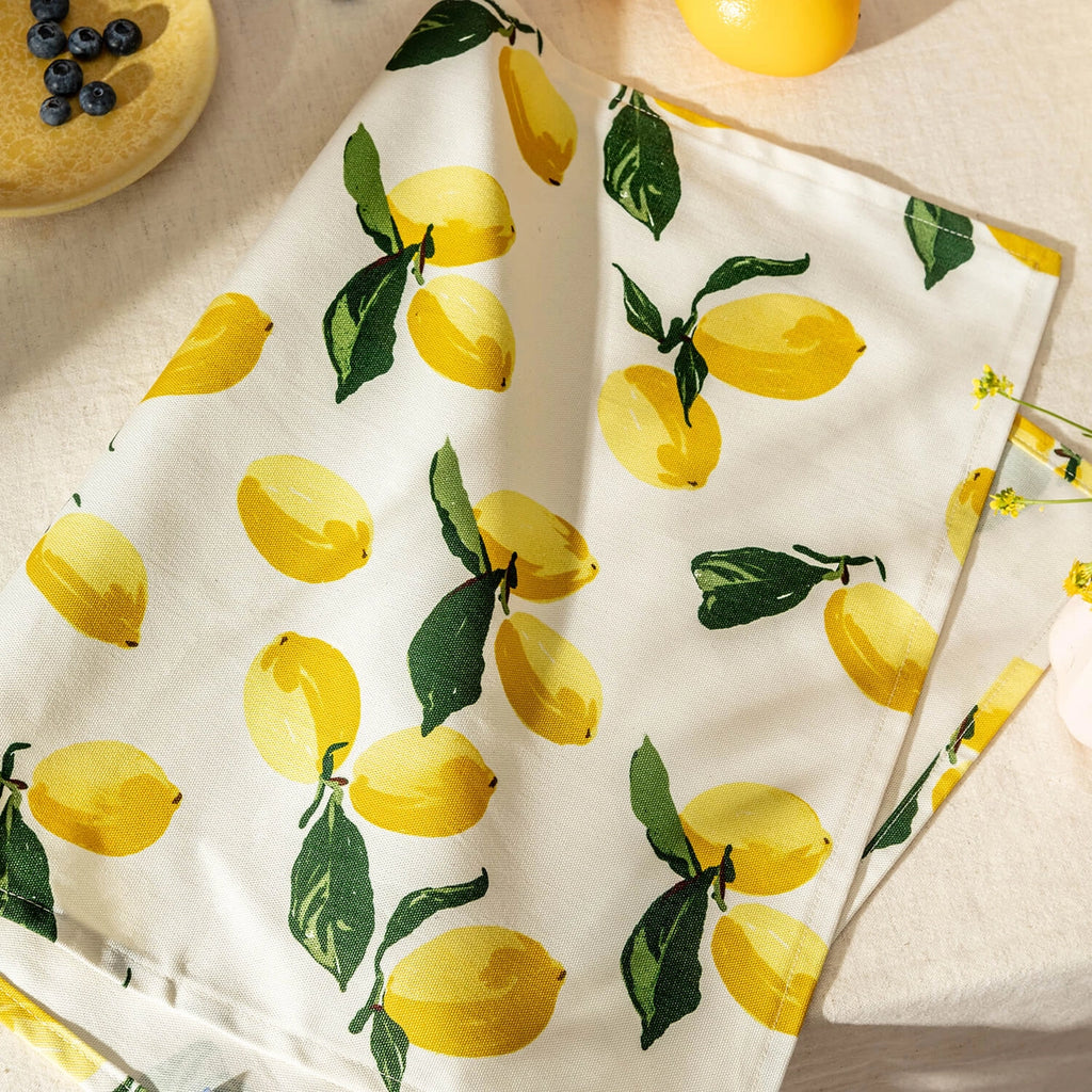 Lemons 100% Cotton Tea Towel by The Moonlit Press for sale at mostyn 