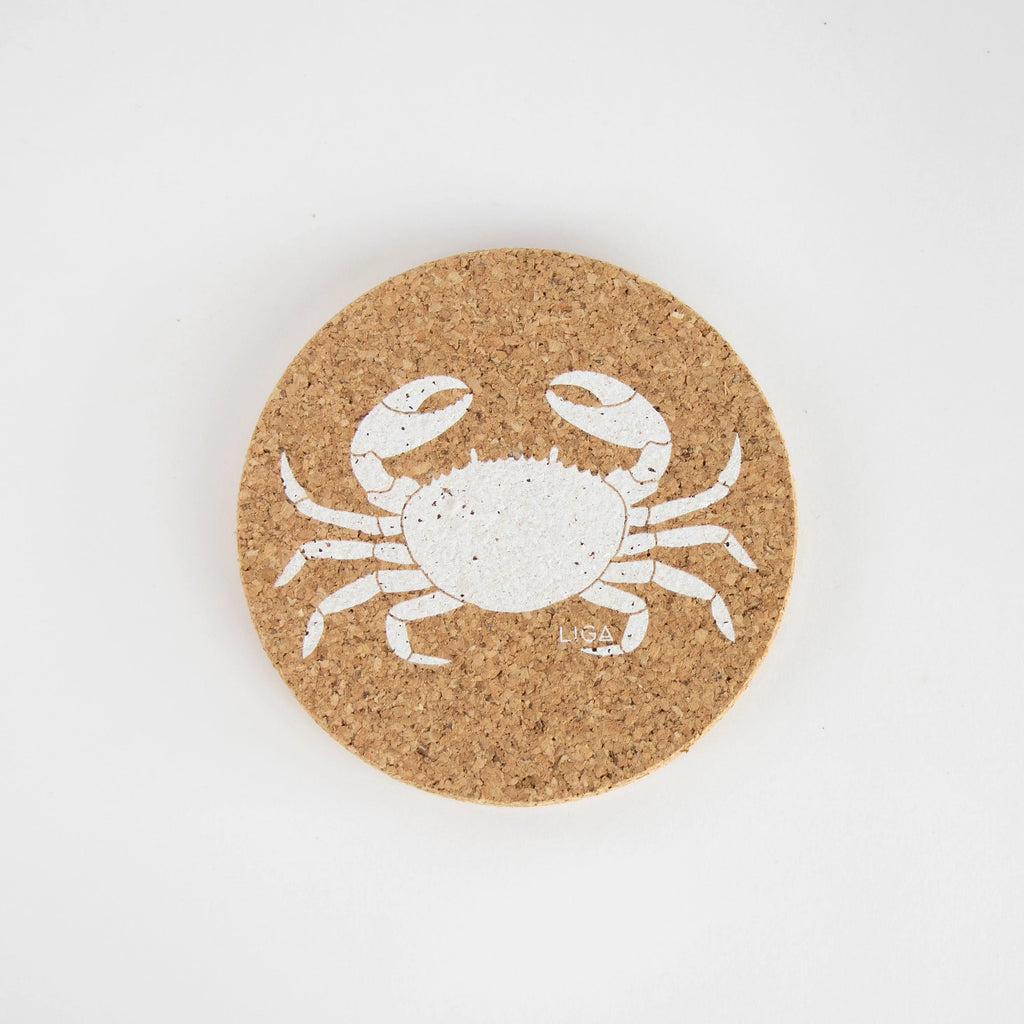 A Round Cork Coaster Set Crab from Liga for sale at Mostyn.