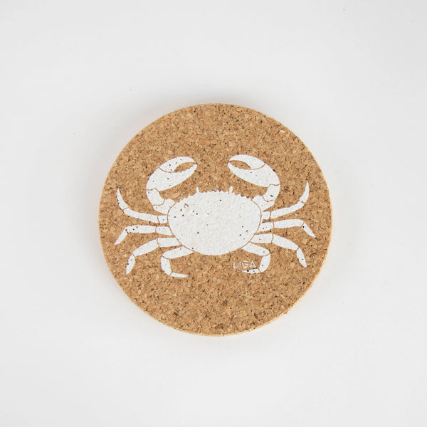 A Round Cork Coaster Set Crab from Liga for sale at Mostyn.