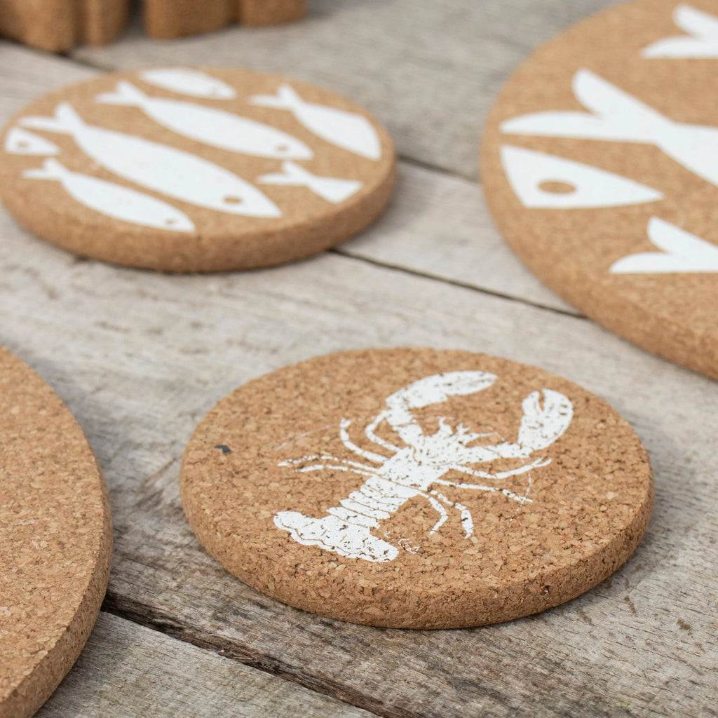 A Round Cork Coaster Set Lobster from Liga for sale at Mostyn.