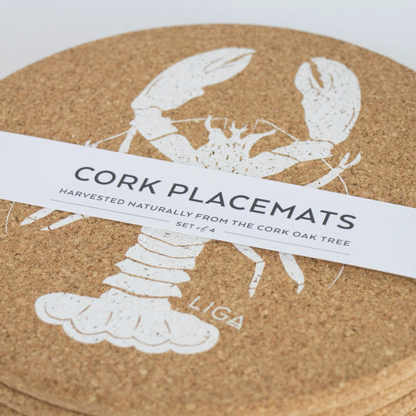 A Round Cork Placemat Set Lobster from Liga for sale at Mostyn.