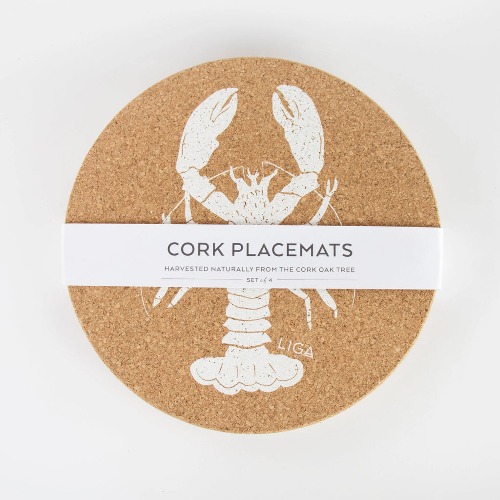 A Round Cork Placemat Set Lobster from Liga for sale at Mostyn.