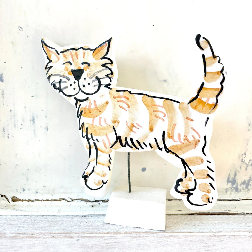 A Handcrafted Ceramic Cat Ornament from Louise Crookenden Johnson for sale at Mostyn.