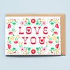 Love You Folk Floral Valentine Card by Maggie Magoo Designs for sale at Mostyn