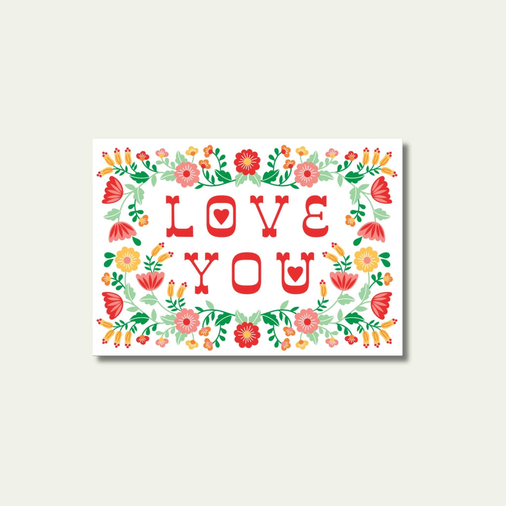 Love You Folk Floral Valentine Card by Maggie Magoo Designs for sale at Mostyn