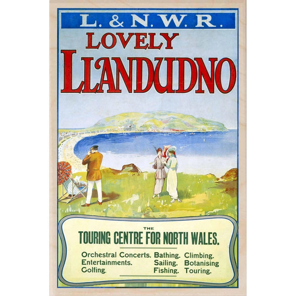 Lovely Llandudno Railway Poster Wooden Postcard from The Wooden Postcard Company for sale at Mostyn
