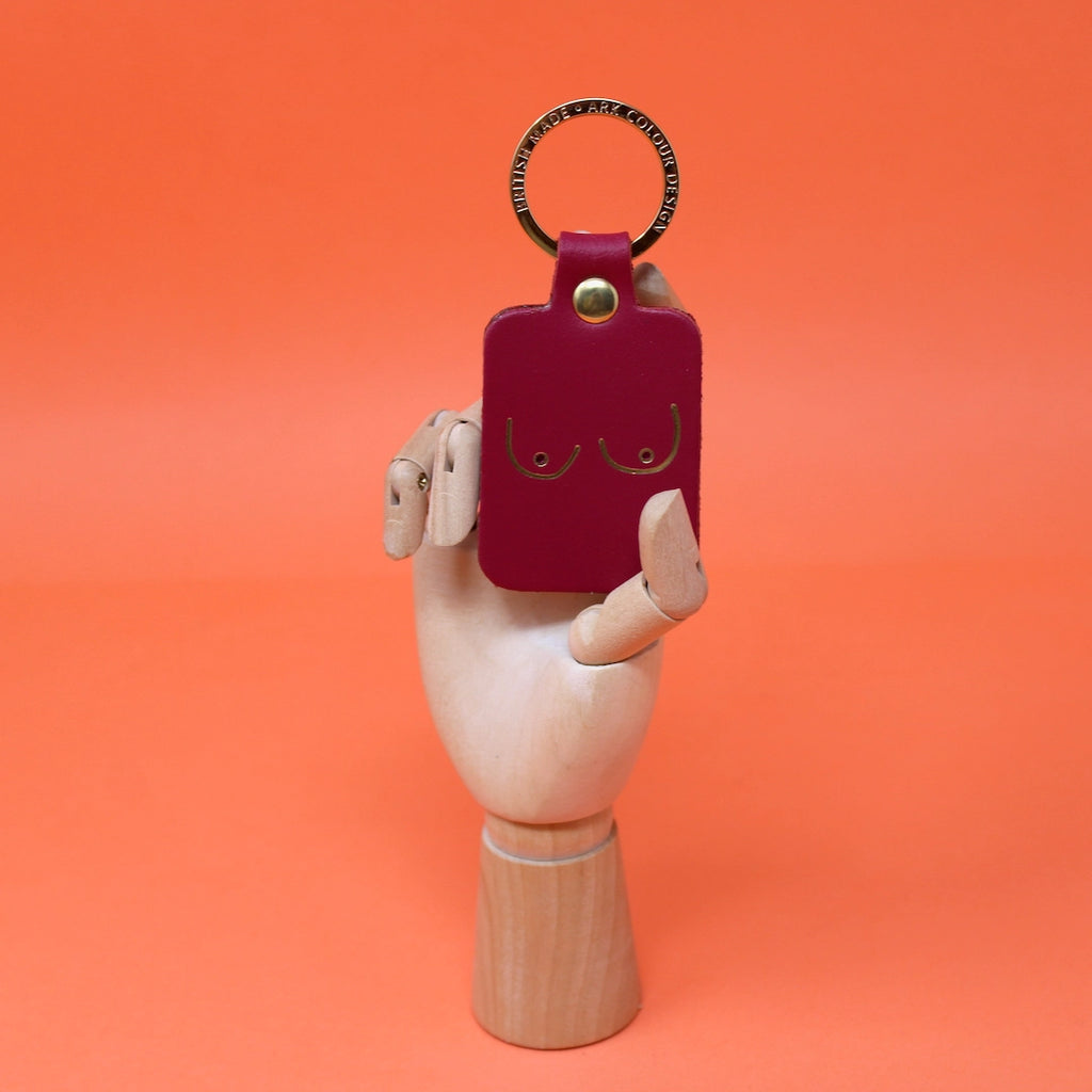Magenta Leather Boob Key Fob Keyring from Ark Colour Design for sale at Mostyn