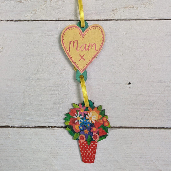 Mam Two Tier Laser Cut Wooden Decoration from Driftwood designs for sale at Mostyn