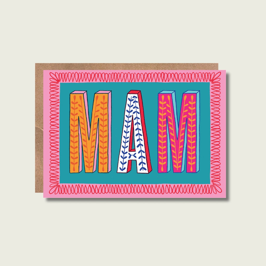 Mam Typography Mother's Day Card from Maggie Magoo Designs for sale at Mostyn