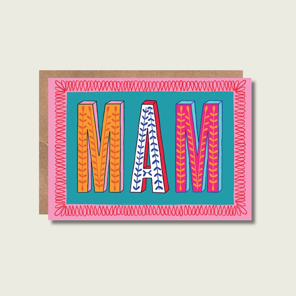 Mam Typography Mother's Day Card from Maggie Magoo Designs for sale at Mostyn