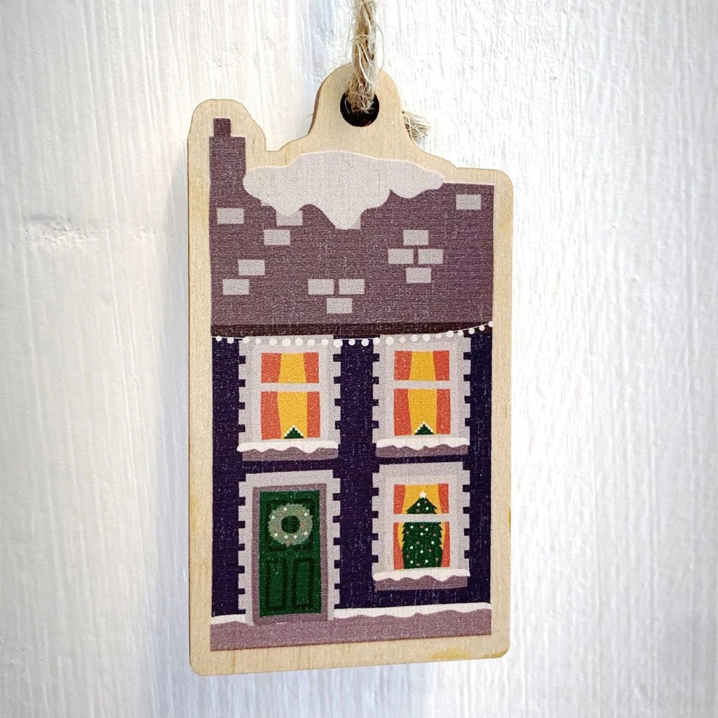 A Laser-cut Wooden House Christmas Decoration from Max Rocks for sale at Mostyn.