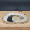 Medium Crimped Edge Ceramic Plate with Brush Stroke Design from Emily Hughes for sale at Mostyn
