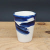 Medium Handcrafted Ceramic Cup with Blue Brushstroke from Emily Hughes for sale at Mostyn
