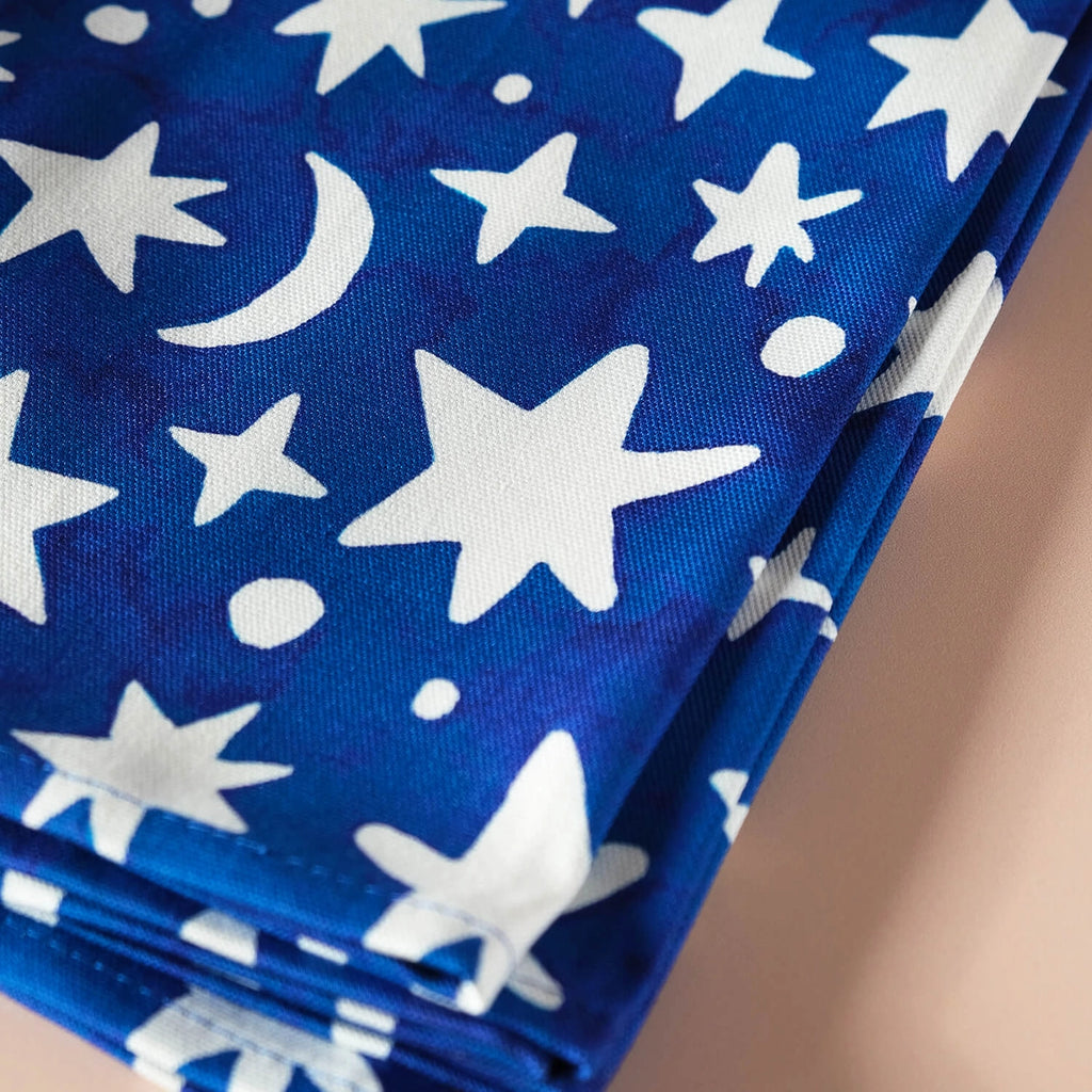 Moon and Stars 100% Cotton Tea Towel by The Moonlit Press for sale at mostyn
