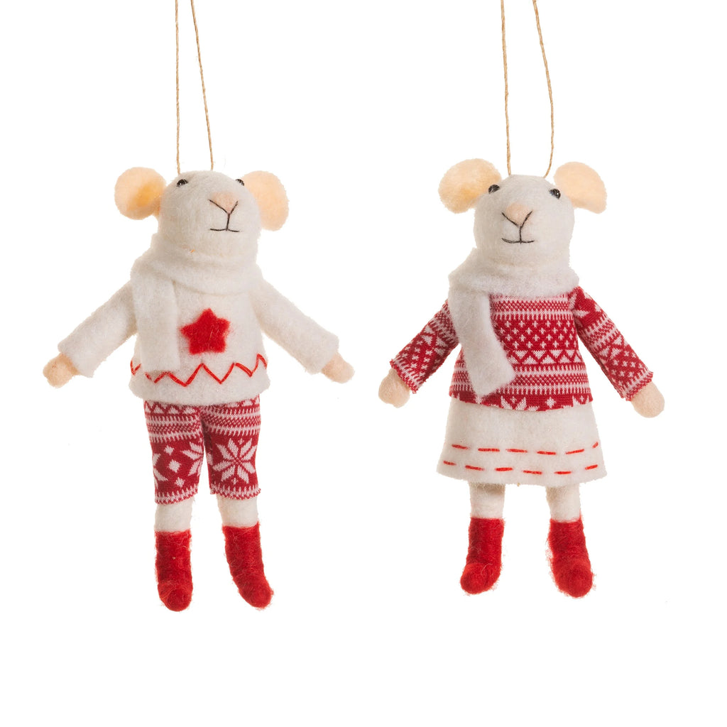 Mouse in a Jumper Felt Hanging Decoration from Sass and Belle for sale at Mostyn