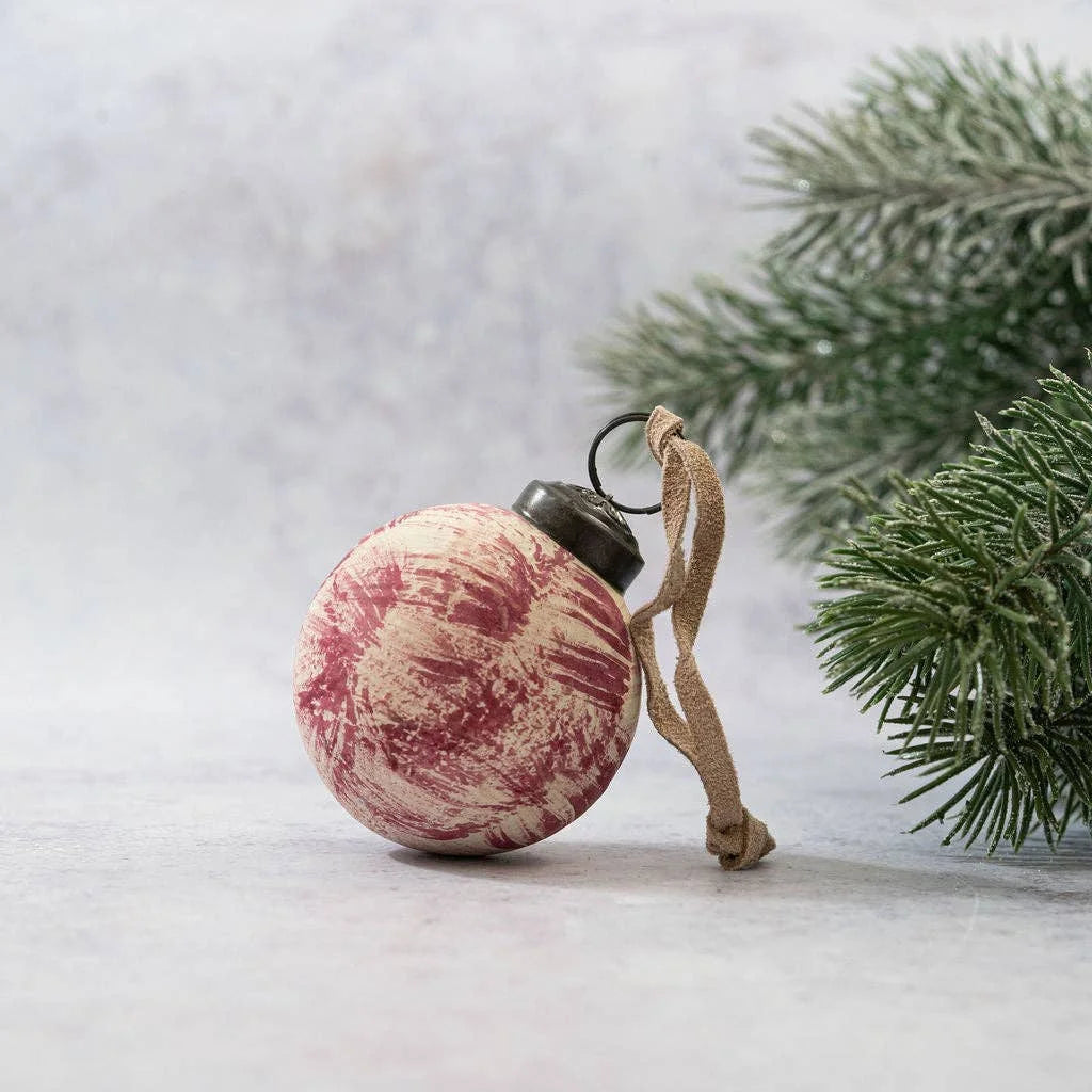 Mulberry Brushed Finish Christmas Glass Bauble from Bollywood Christmas for sale at Mostyn