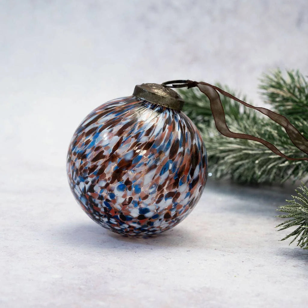 Multi Cheena Christmas Hand Blown Glass Bauble from Bollywood Christmas for sale at Mostyn