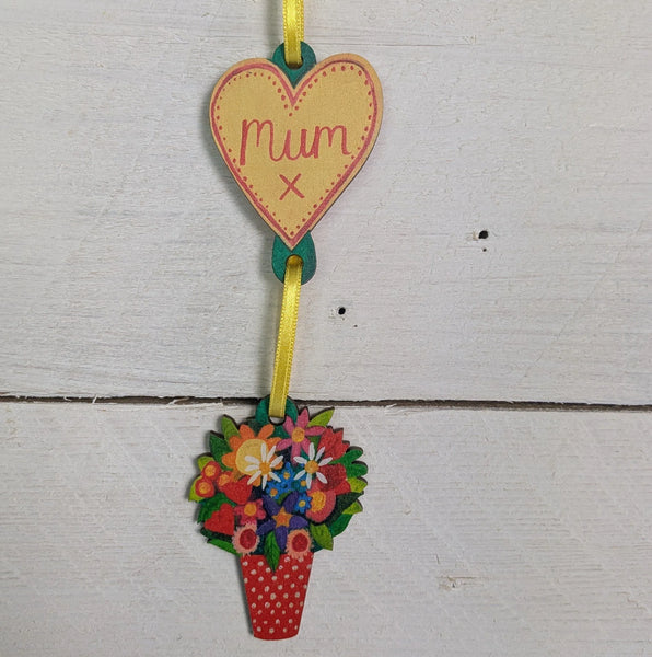 Mum Two Tier Laser Cut Wooden Decoration from Driftwood design for sale Mostyn