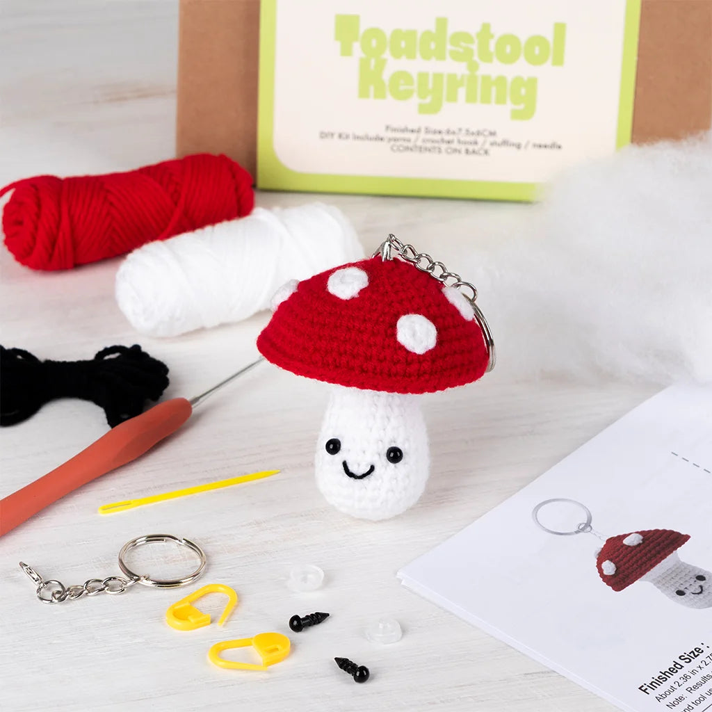 Mushroom Toadstool Keyring Crochet Craft Kit by Rex London for sale at Mostyn
