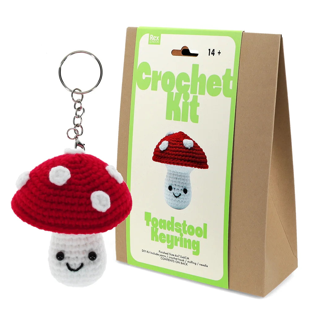 Mushroom Toadstool Keyring Crochet Craft Kit by Rex London for sale at Mostyn