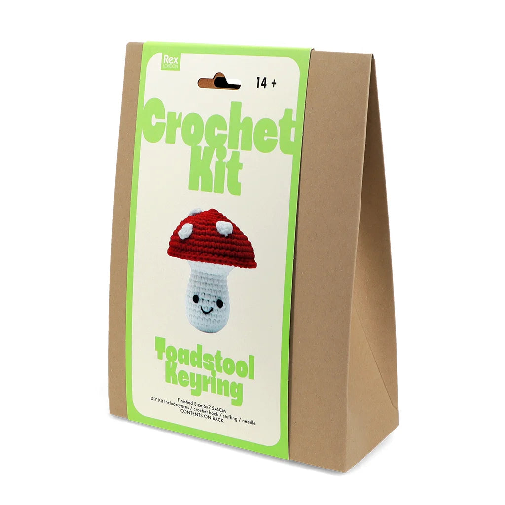 Mushroom Toadstool Keyring Crochet Craft Kit by Rex London for sale at Mostyn