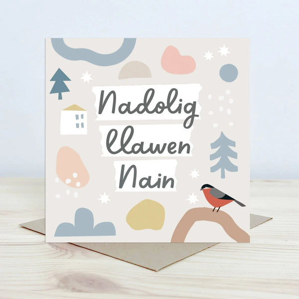 Nadolig Llawen Nain Welsh Language Christmas Card from Nansi Nudd for sale at Mostyn