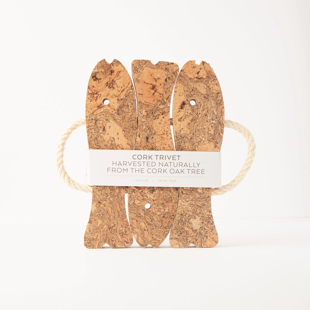 Natural Cork Three Fish Trivet from LIGA for sale at Mostyn 3