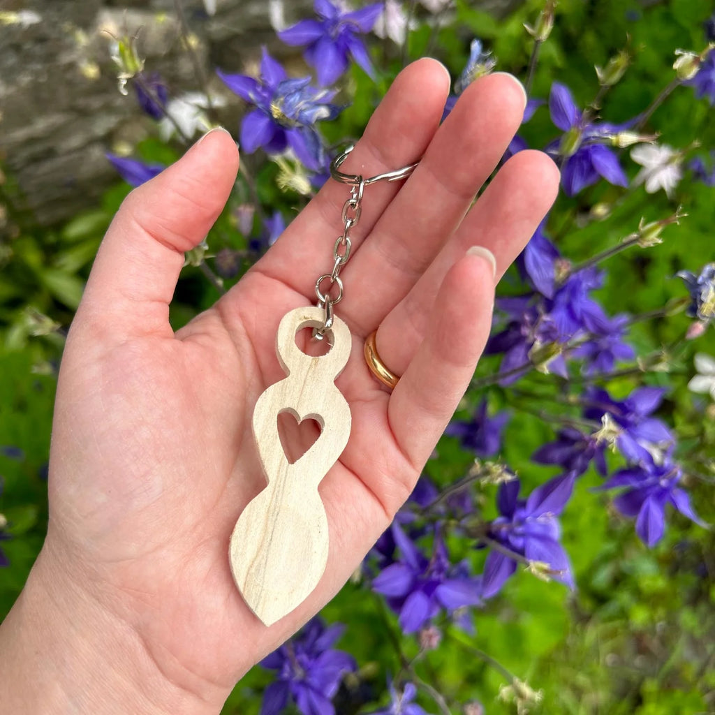 Natural Hand-carved Wooden Welsh Love Spoon Keyring from The Welsh Gift Shop for sale at Mostyn 2
