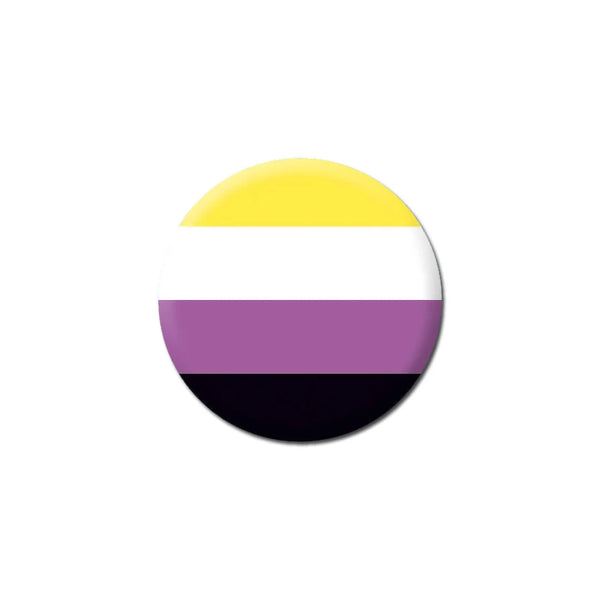 Non-Binary Pride Flag Badge by Dean Morris Cards for sale at Mostyn