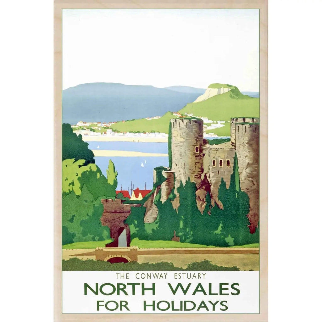 North Wales Conwy Castle Wooden Magnet from The Wooden Postcard Company for sale at Mostyn