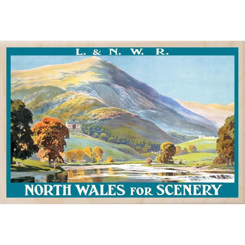 North Wales For Scenery Railway Poster Wooden Postcard from The Wooden Postcard Company for sale at Mostyn