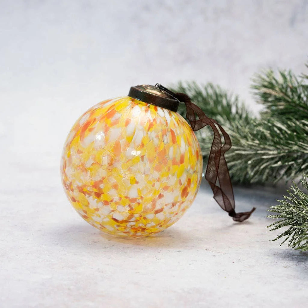 Ochre Cheena Hand Blown Christmas Glass Bauble from Bollywood Christmas for sale at Mostyn