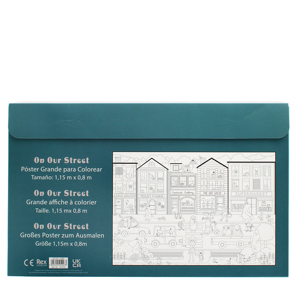 On Our Street Large Colouring Poster with Pencils from Rex London for sale at Mostyn
