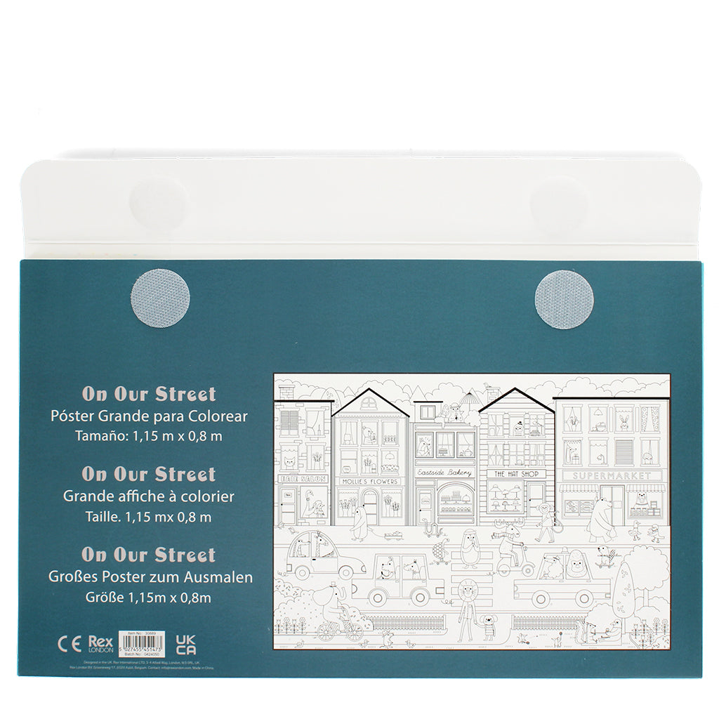 On Our Street Large Colouring Poster with Pencils from Rex London for sale at Mostyn