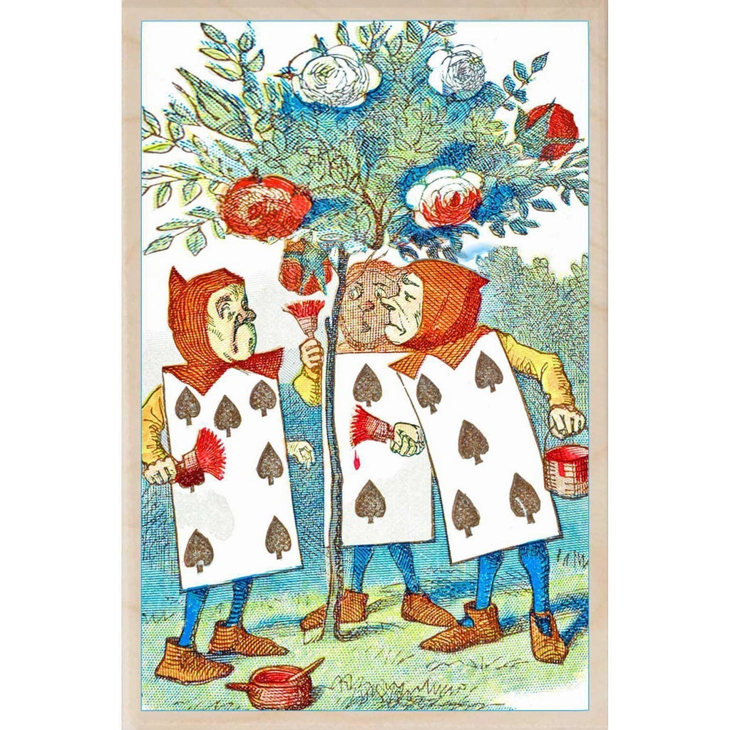 Painting The Roses Red Sustainable Wooden Postcard from The Wooden Postcard Company for sale at Mostyn