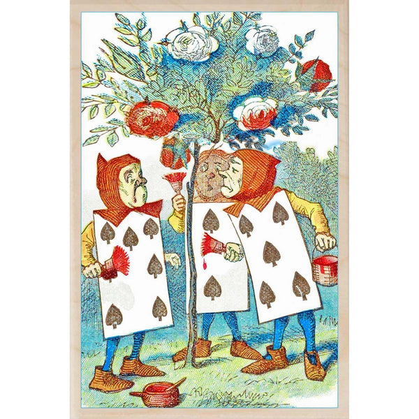 Painting The Roses Red Sustainable Wooden Postcard from The Wooden Postcard Company for sale at Mostyn