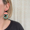Peach and Green Arch and Circle Earrings from Deryn for sale at Mostyn