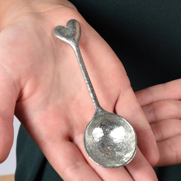 Pewter Love Heart Teaspoon from Glover and Smith for sale at Mostyn 3