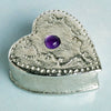 Pewter and Amethyst Heart Shaped Trinket Box from Glover and Smith for sale at Mostyn 2