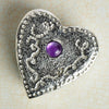 Pewter and Amethyst Heart Shaped Trinket Box from Glover and Smith for sale at Mostyn 4